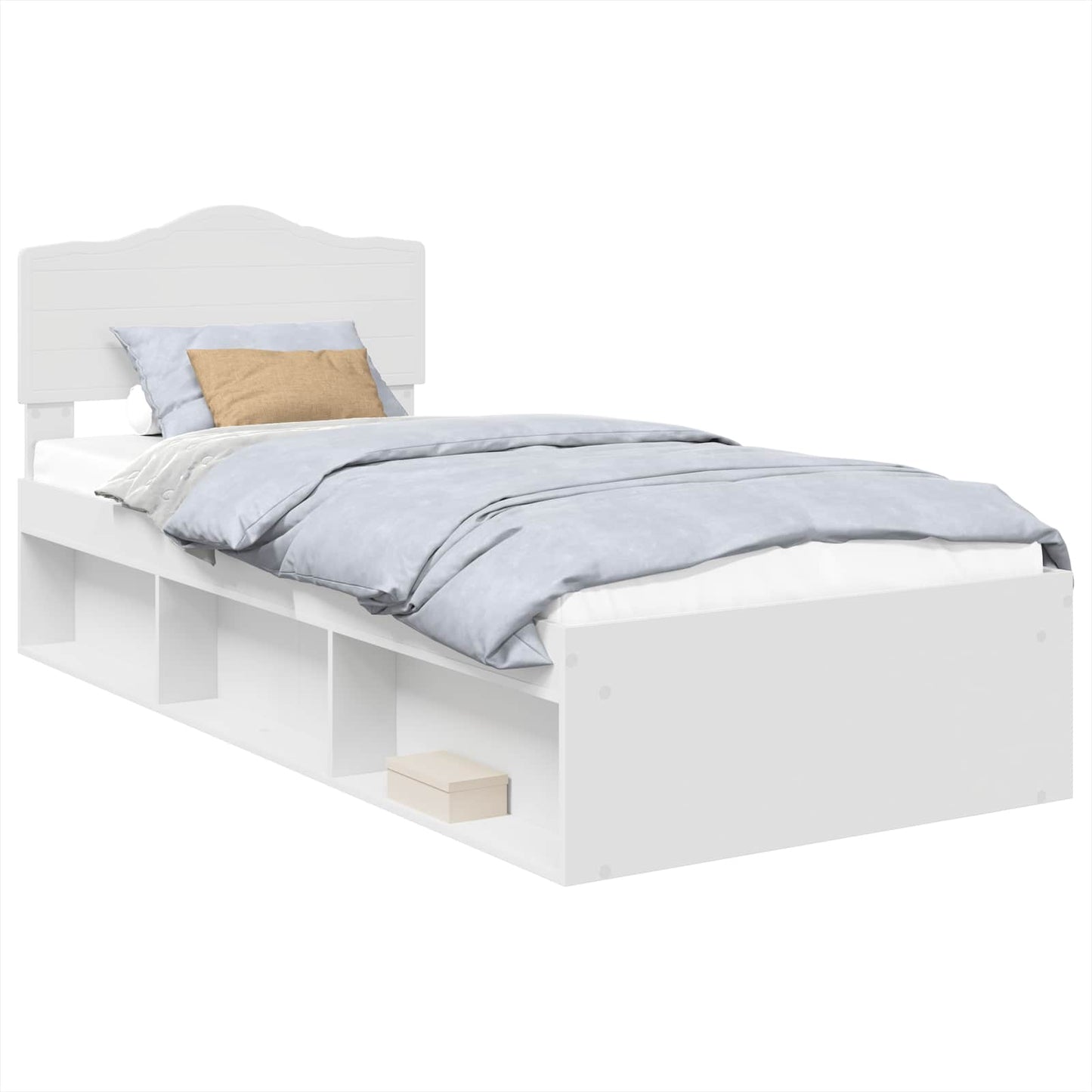 Bed Frame with Headboard White 90 x 190 cm Solid Pine Wood