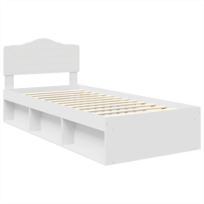 Bed Frame with Headboard White 90 x 190 cm Solid Pine Wood