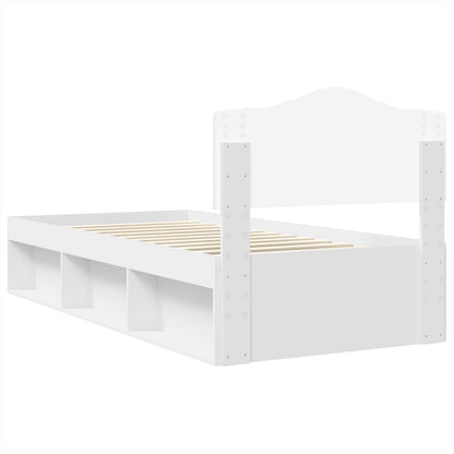 Bed Frame with Headboard White 90 x 190 cm Solid Pine Wood