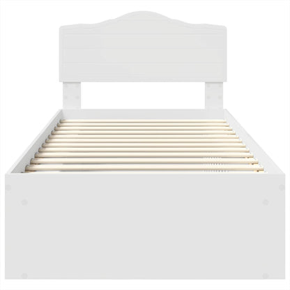 Bed Frame with Headboard White 90 x 190 cm Solid Pine Wood