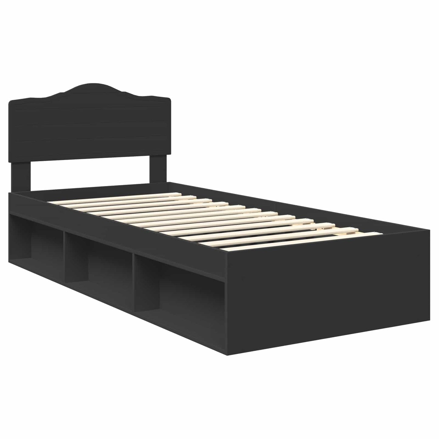 Bed Frame with Headboard Black 90 x 190 cm Solid Pine Wood