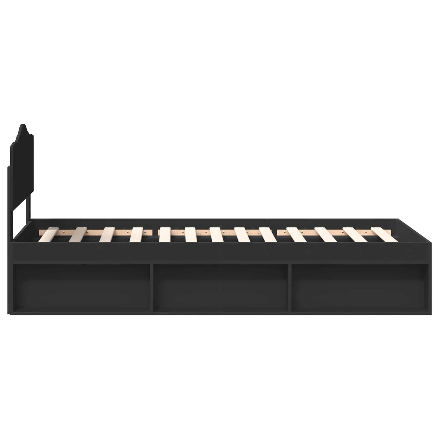 Bed Frame with Headboard Black 90 x 190 cm Solid Pine Wood
