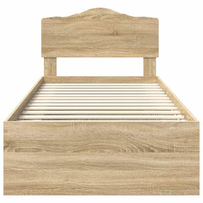 Bed Frame with Headboard Sonoma 90 x 190 cm Solid Pine Wood