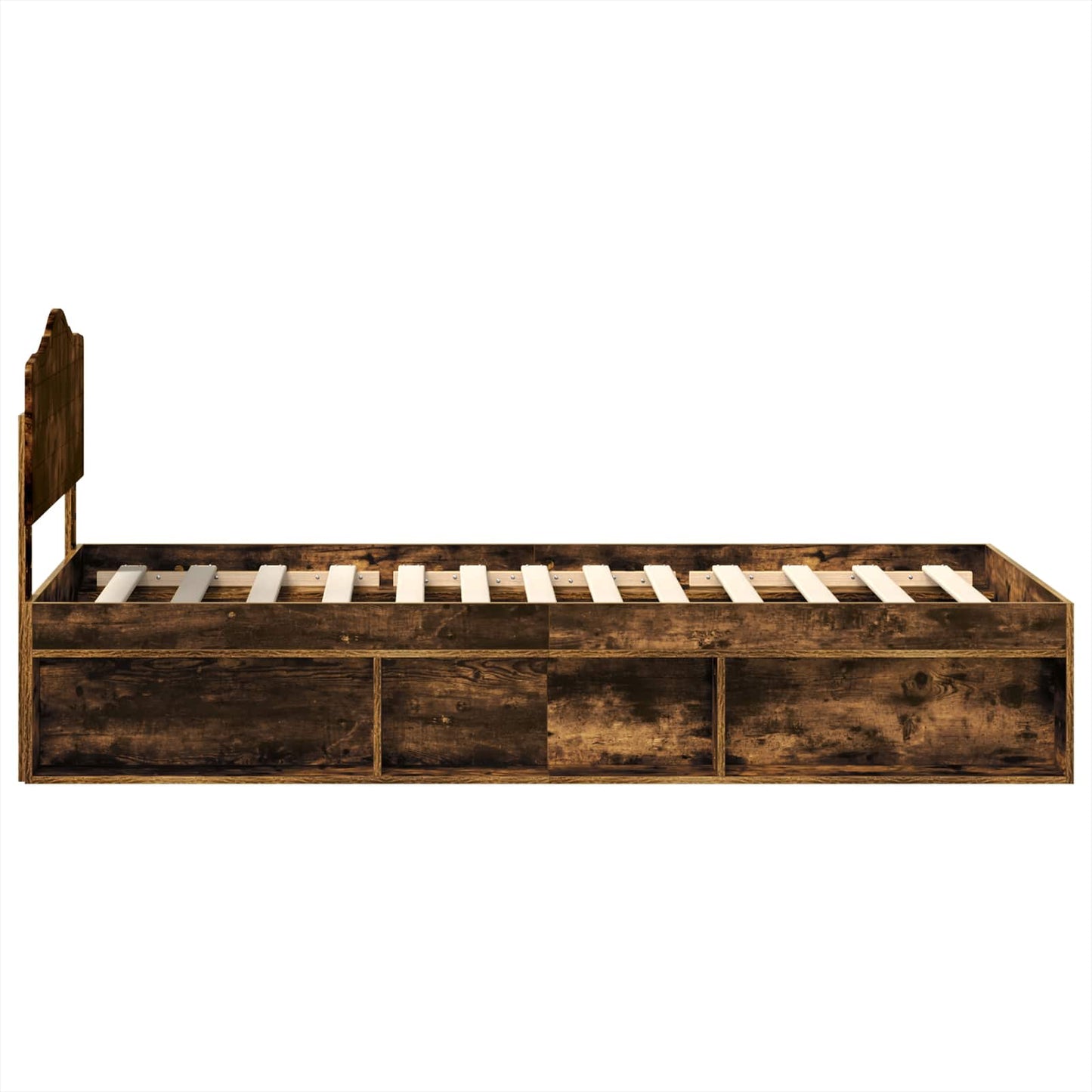 Bed Frame with Headboard Smoked Oak 90 x 190 cm Solid Pine Wood