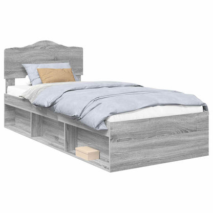 Bed Frame Grey Sonoma 90 x 190 cm Solid Pine Wood