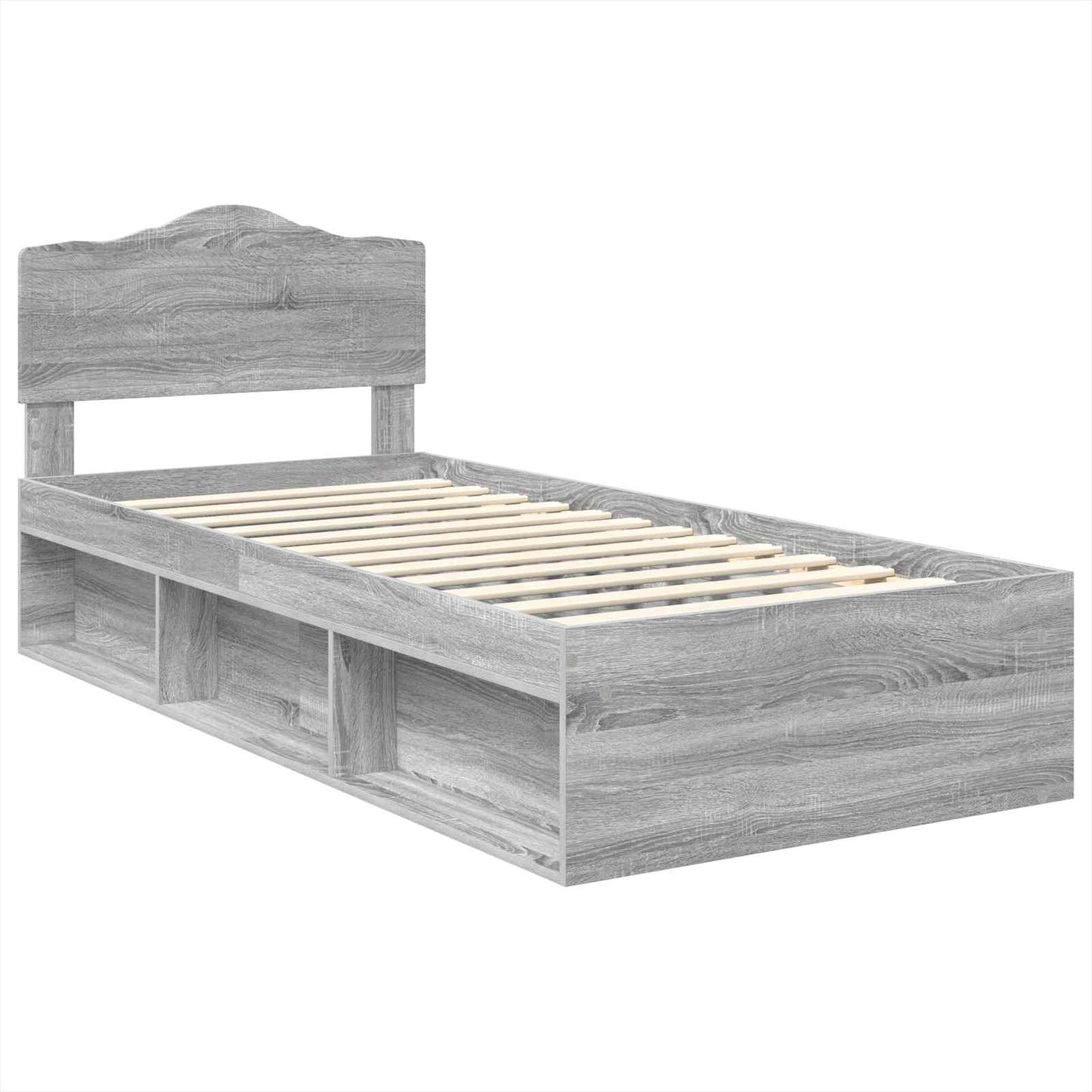 Bed Frame Grey Sonoma 90 x 190 cm Solid Pine Wood