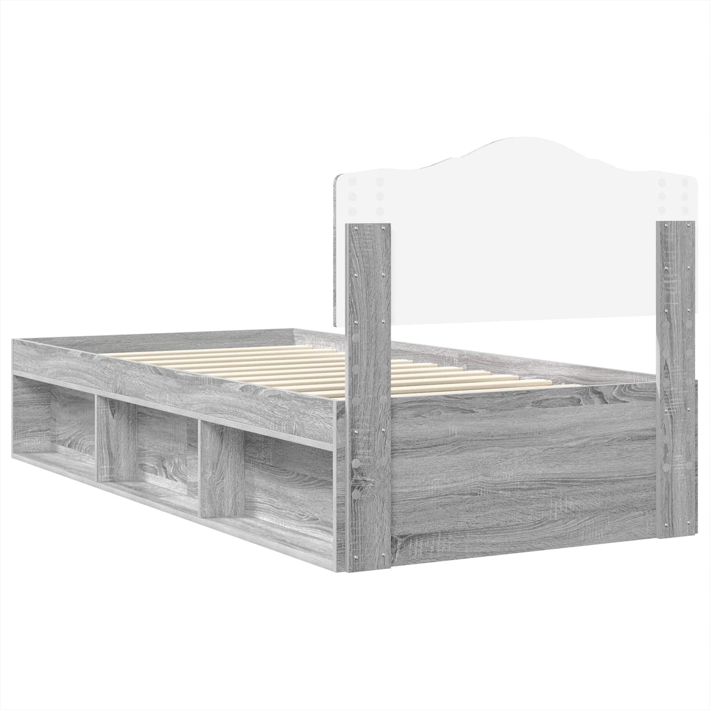 Bed Frame Grey Sonoma 90 x 190 cm Solid Pine Wood