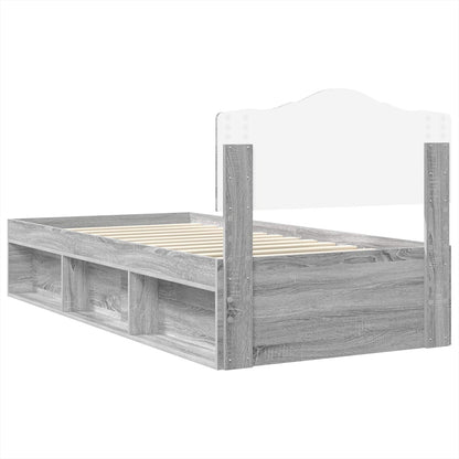 Bed Frame Grey Sonoma 90 x 190 cm Solid Pine Wood