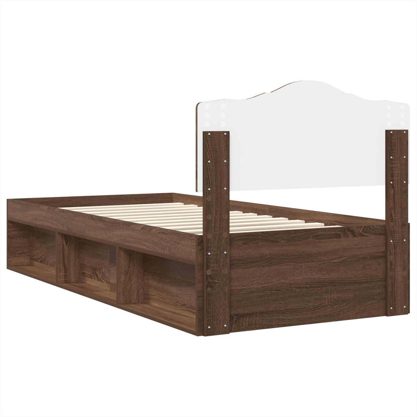 Bed Frame with Headboard Brown Oak 90 x 190 cm Solid Pine Wood
