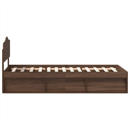 Bed Frame with Headboard Brown Oak 90 x 190 cm Solid Pine Wood