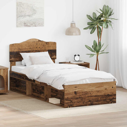 Bed Frame with Headboard Old Wood 90 x 190 cm Solid Pine Wood