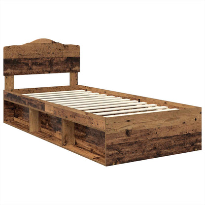 Bed Frame with Headboard Old Wood 90 x 190 cm Solid Pine Wood
