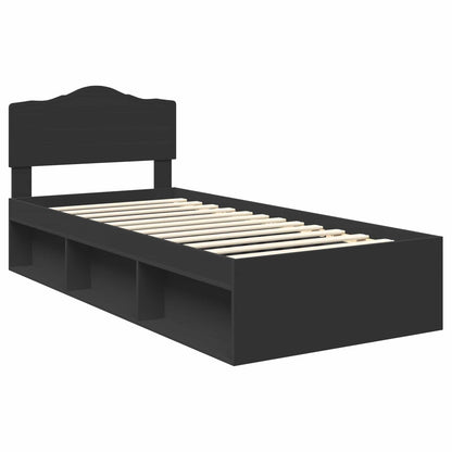 Bed Frame with Headboard Black 75 x 190 cm Solid Pine Wood