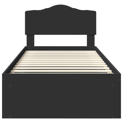 Bed Frame with Headboard Black 75 x 190 cm Solid Pine Wood