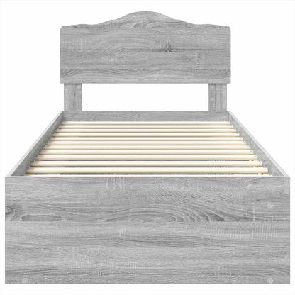 Bed Frame Grey Sonoma 75 x 190 cm Solid Pine Wood