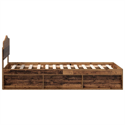 Bed Frame with Headboard Old Wood 75 x 190 cm Solid Pine Wood