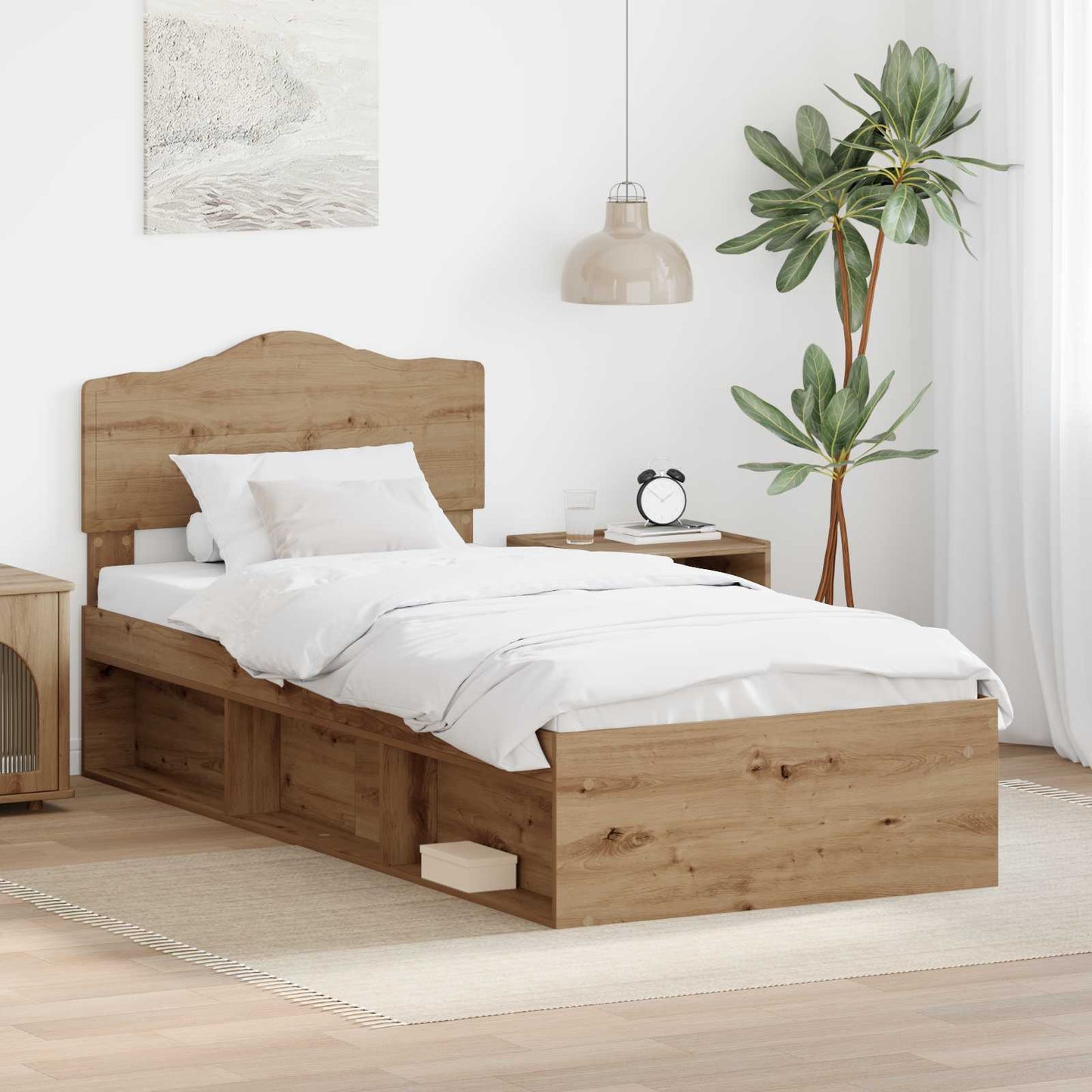 Bed Frame Artisian Oak 75 x 190 cm Solid Pine Wood