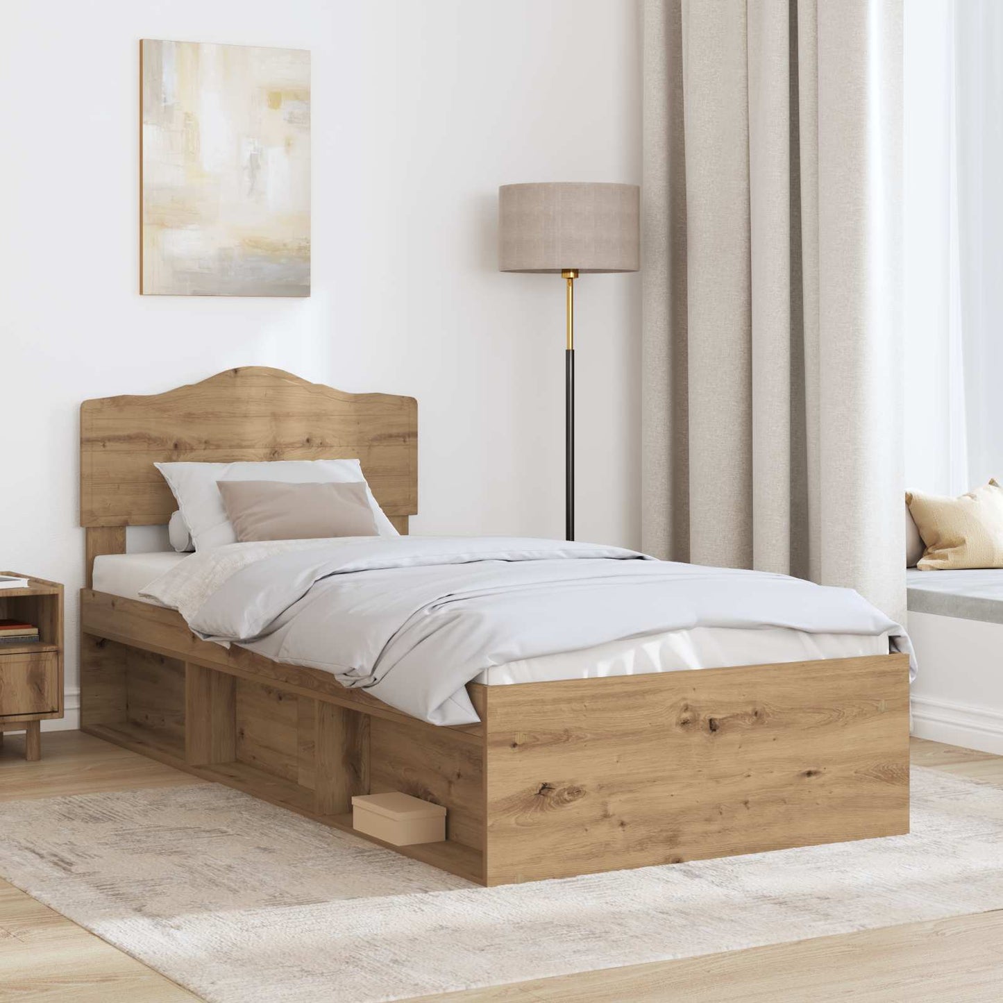 Bed Frame Artisian Oak 75 x 190 cm Solid Pine Wood
