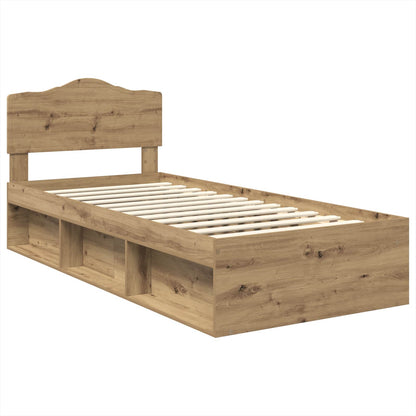 Bed Frame Artisian Oak 75 x 190 cm Solid Pine Wood