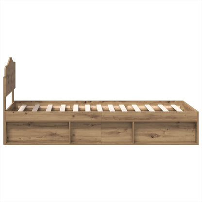 Bed Frame Artisian Oak 75 x 190 cm Solid Pine Wood