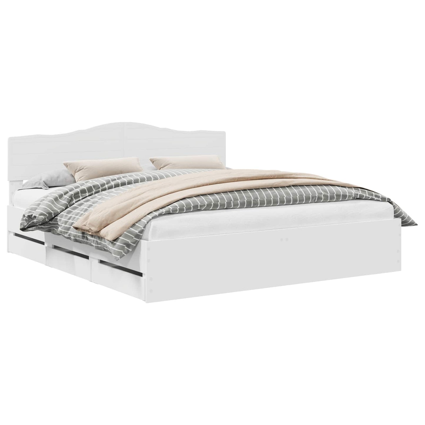 Bed Frame with Drawer White 200 x 200 cm Engineer Wood