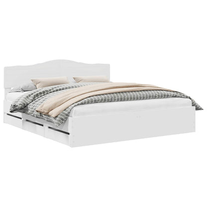 Bed Frame with Drawer White 200 x 200 cm Engineer Wood