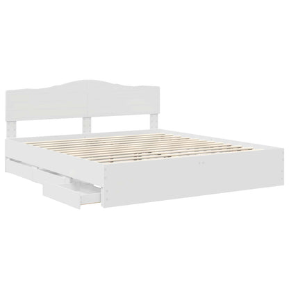 Bed Frame with Drawer White 200 x 200 cm Engineer Wood