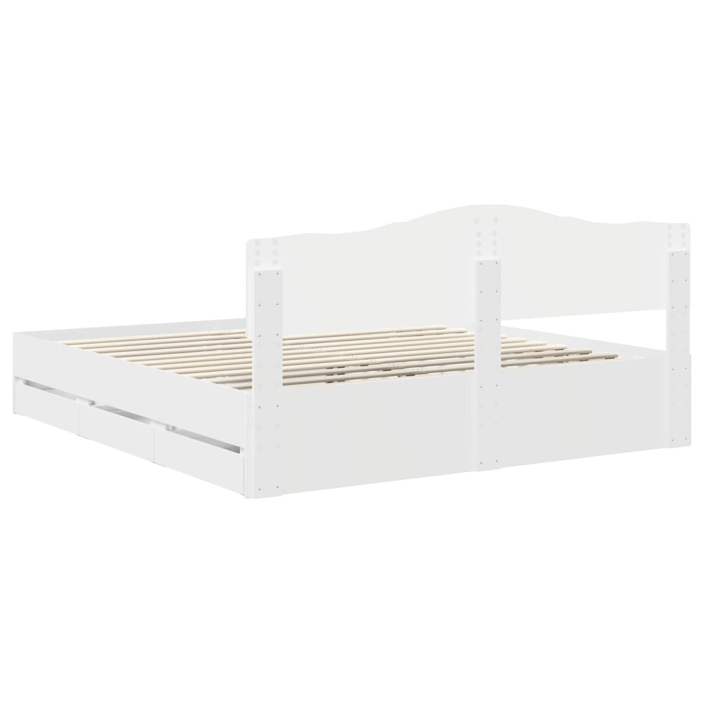 Bed Frame with Drawer White 200 x 200 cm Engineer Wood
