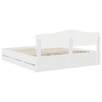 Bed Frame with Drawer White 200 x 200 cm Engineer Wood