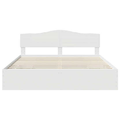 Bed Frame with Drawer White 200 x 200 cm Engineer Wood