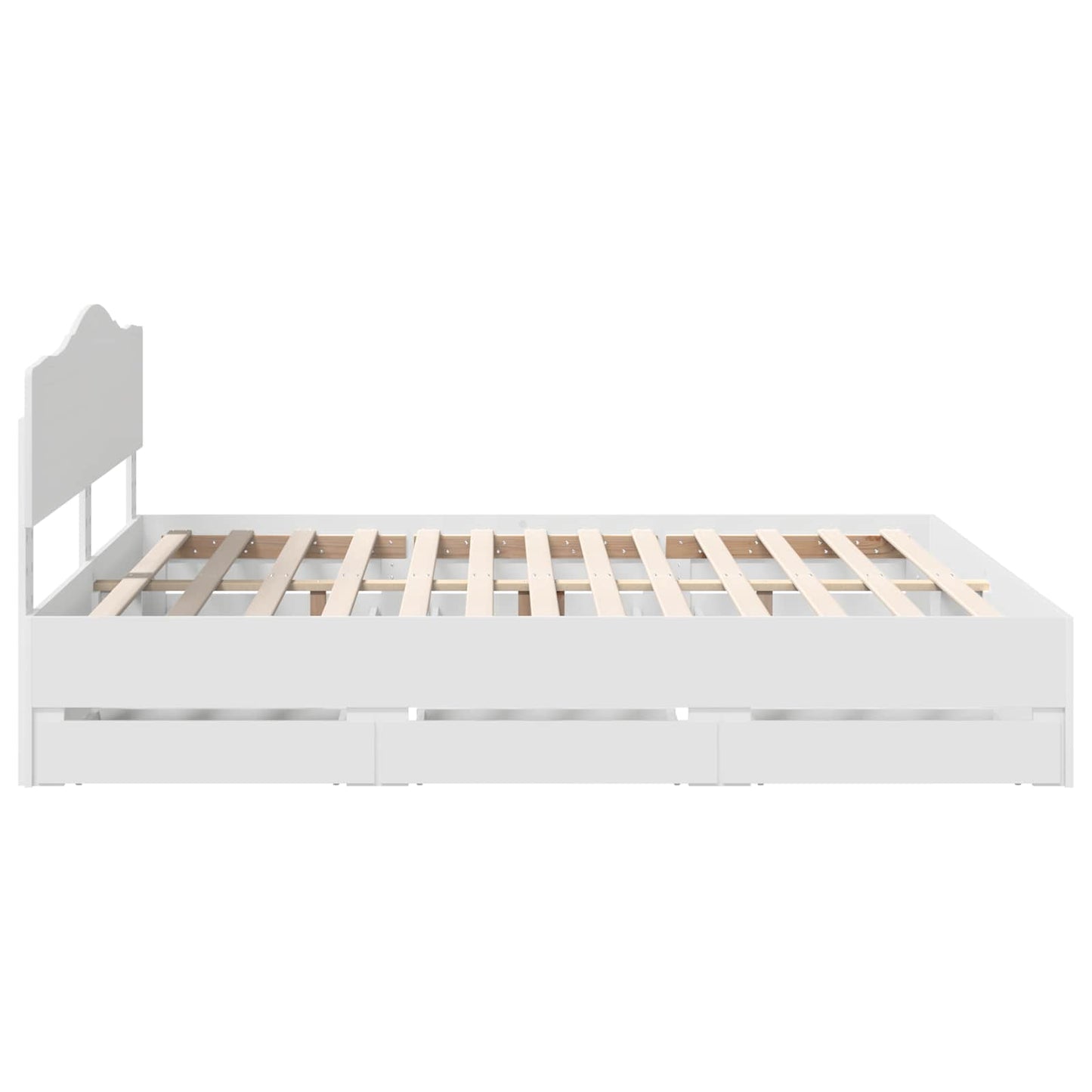 Bed Frame with Drawer White 200 x 200 cm Engineer Wood