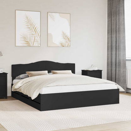 Bed Frame with Drawer Black 200 x 200 cm Engineer Wood