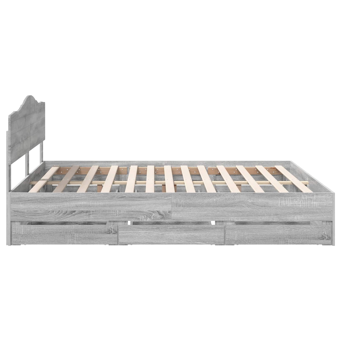 Bed Frame with Drawer Grey Sonoma 200 x 200 cm Engineer Wood