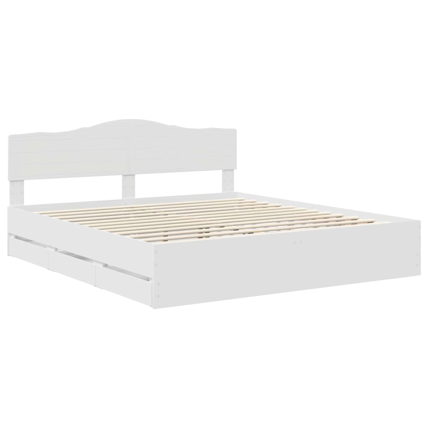 Bed Frame with Drawer White 180 x 200 cm Engineer Wood