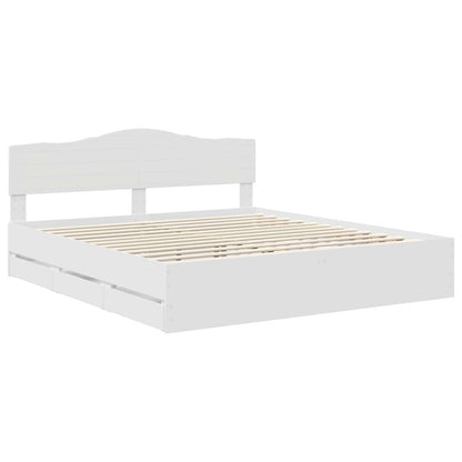 Bed Frame with Drawer White 180 x 200 cm Engineer Wood