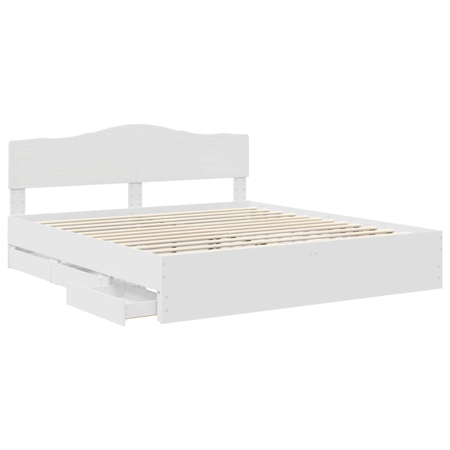 Bed Frame with Drawer White 180 x 200 cm Engineer Wood