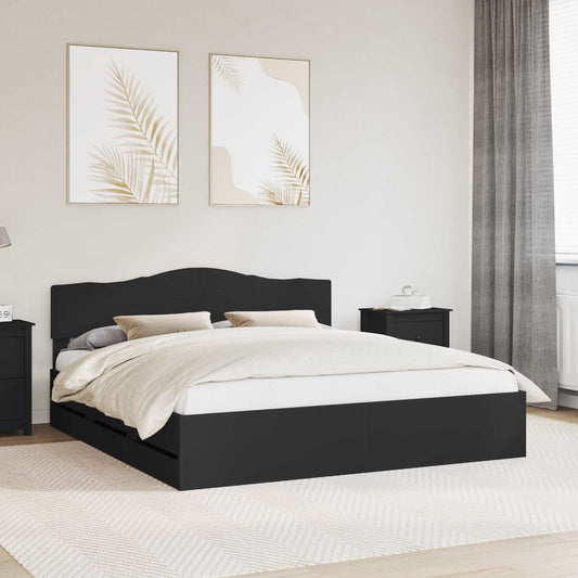 Bed Frame with Drawer Black 180 x 200 cm Engineer Wood