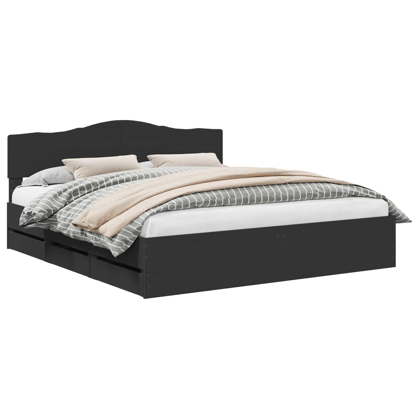 Bed Frame with Drawer Black 180 x 200 cm Engineer Wood