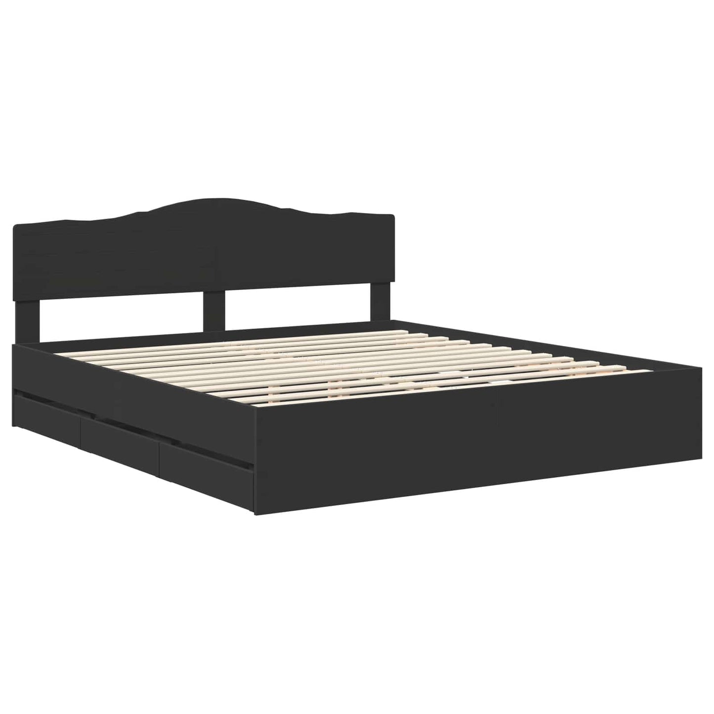 Bed Frame with Drawer Black 180 x 200 cm Engineer Wood