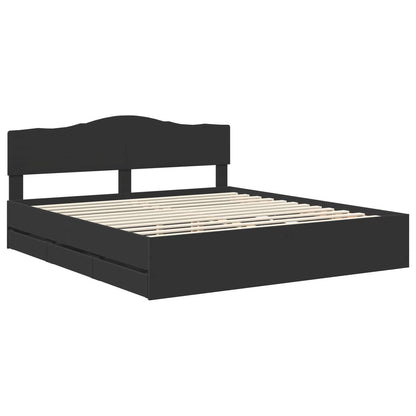 Bed Frame with Drawer Black 180 x 200 cm Engineer Wood