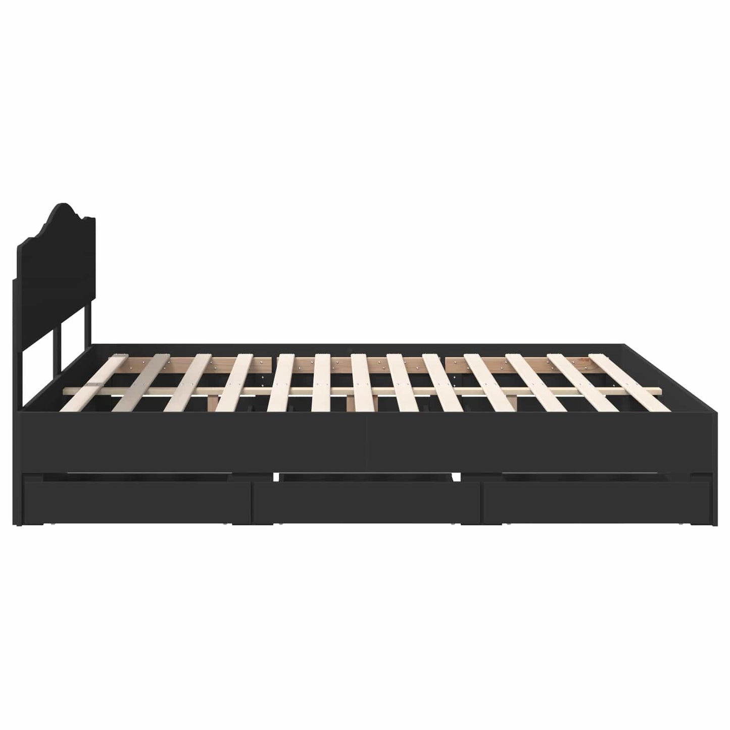 Bed Frame with Drawer Black 180 x 200 cm Engineer Wood