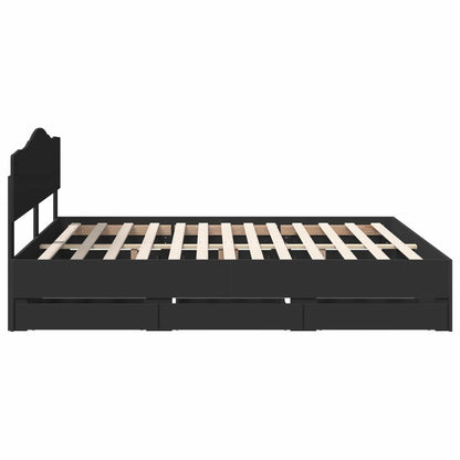 Bed Frame with Drawer Black 180 x 200 cm Engineer Wood