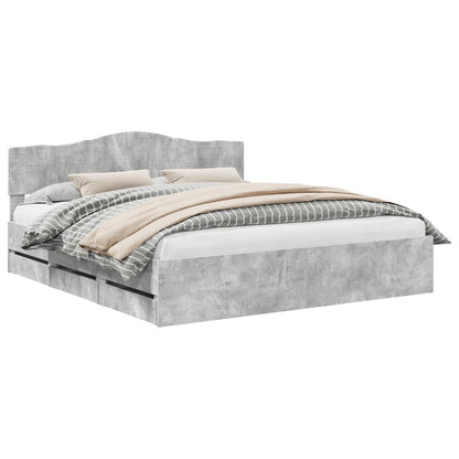 Bed Frame with Drawer Concrete Grey 180 x 200 cm Engineer Wood