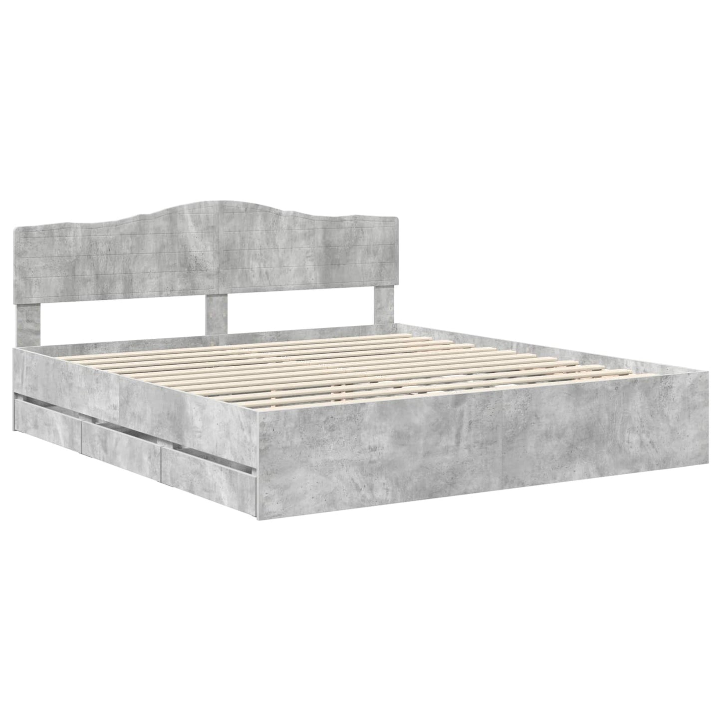 Bed Frame with Drawer Concrete Grey 180 x 200 cm Engineer Wood