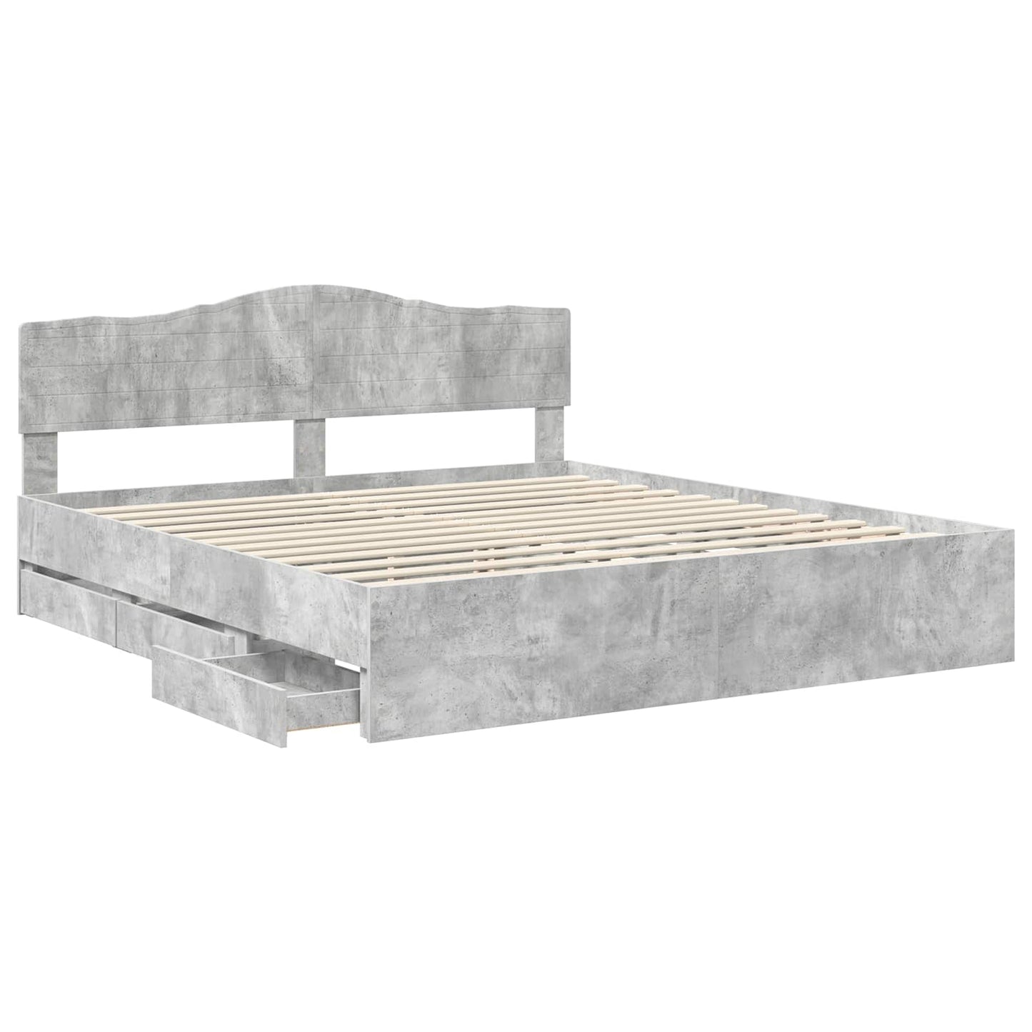 Bed Frame with Drawer Concrete Grey 180 x 200 cm Engineer Wood