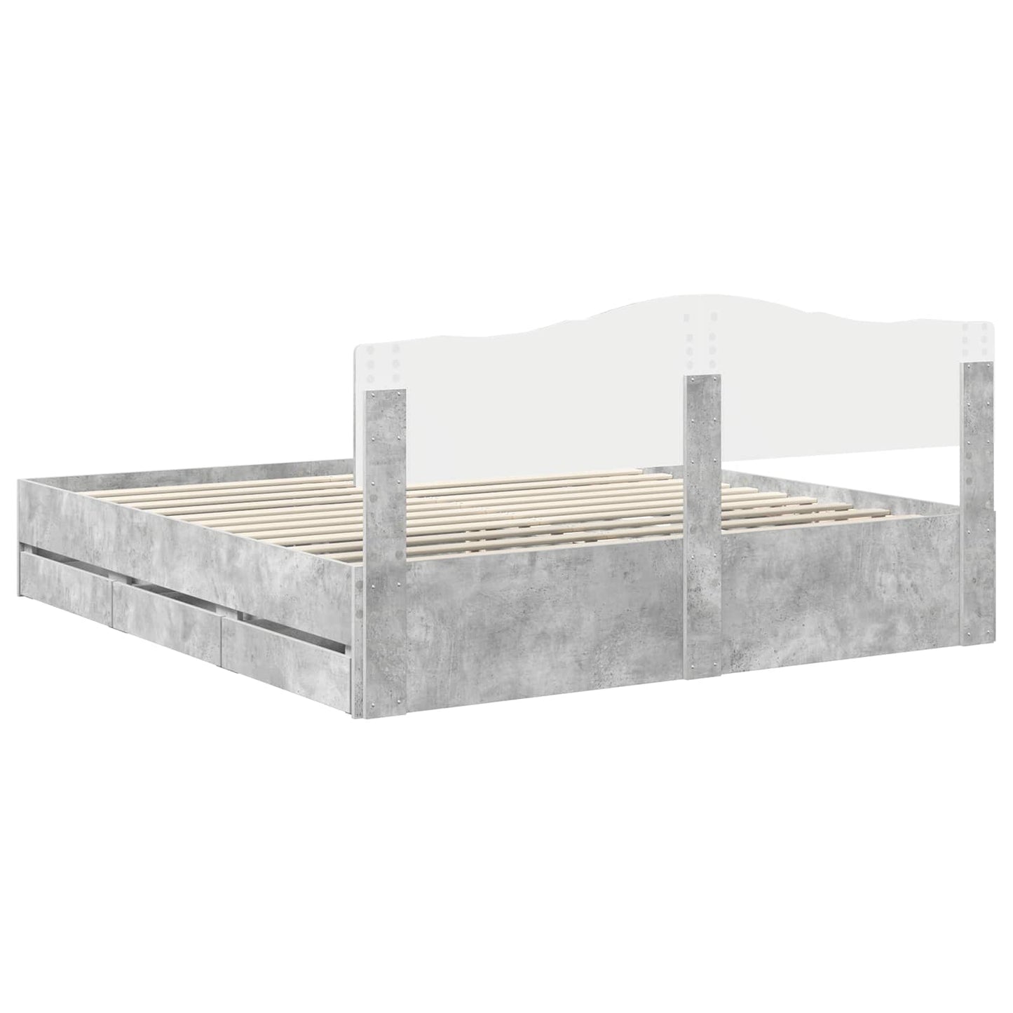 Bed Frame with Drawer Concrete Grey 180 x 200 cm Engineer Wood