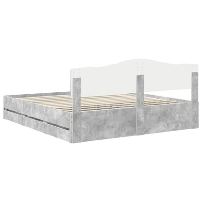 Bed Frame with Drawer Concrete Grey 180 x 200 cm Engineer Wood