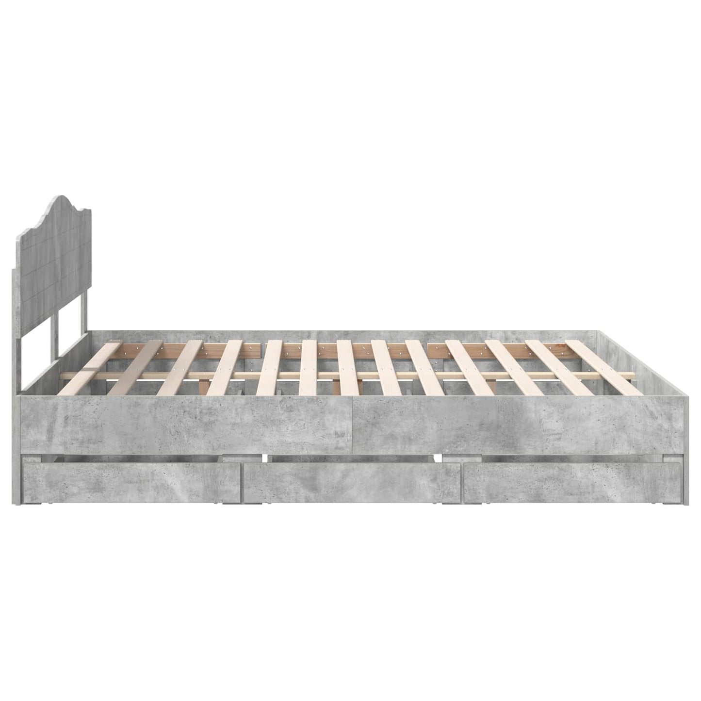 Bed Frame with Drawer Concrete Grey 180 x 200 cm Engineer Wood
