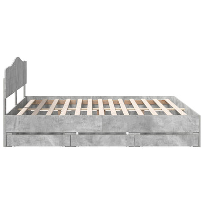 Bed Frame with Drawer Concrete Grey 180 x 200 cm Engineer Wood