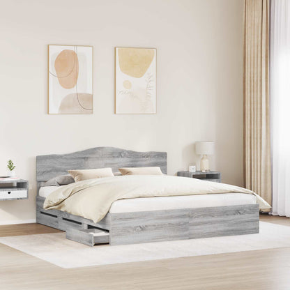 Bed Frame with Drawer Grey Sonoma 180 x 200 cm Engineer Wood
